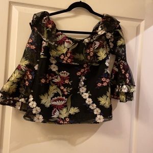 Amanda Uprichard gauzy bell sleeve blouse